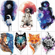 Load image into Gallery viewer, Watercolor Astronaut Universe Temporary Tattoos Sticker For Kids Fake Tattoo Planets Star Tatoos Children Waterproof Space Man
