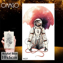Load image into Gallery viewer, Watercolor Astronaut Universe Temporary Tattoos Sticker For Kids Fake Tattoo Planets Star Tatoos Children Waterproof Space Man