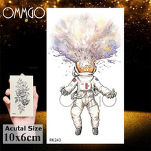 Load image into Gallery viewer, Watercolor Astronaut Universe Temporary Tattoos Sticker For Kids Fake Tattoo Planets Star Tatoos Children Waterproof Space Man