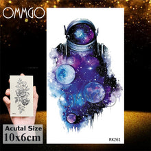Load image into Gallery viewer, Watercolor Astronaut Universe Temporary Tattoos Sticker For Kids Fake Tattoo Planets Star Tatoos Children Waterproof Space Man