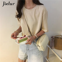 Load image into Gallery viewer, Jielur Tee Shirt 15 Solid Color Basic T Shirt Women Casual O-neck Harajuku Summer Top Korean Hipster White Tshirt S-XL Dropship
