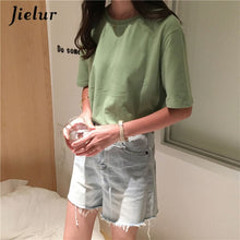 Load image into Gallery viewer, Jielur Tee Shirt 15 Solid Color Basic T Shirt Women Casual O-neck Harajuku Summer Top Korean Hipster White Tshirt S-XL Dropship
