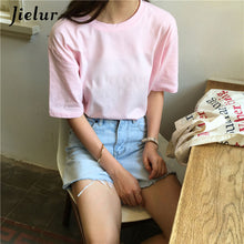 Load image into Gallery viewer, Jielur Tee Shirt 15 Solid Color Basic T Shirt Women Casual O-neck Harajuku Summer Top Korean Hipster White Tshirt S-XL Dropship
