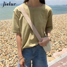 Load image into Gallery viewer, Jielur Tee Shirt 15 Solid Color Basic T Shirt Women Casual O-neck Harajuku Summer Top Korean Hipster White Tshirt S-XL Dropship
