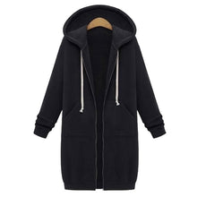 Load image into Gallery viewer, Long Hoodies Women Autumn Winter Oversized Hoodies Long Sleeve Sweatshirt Women Zipper Fashion Outerwear Pockets Sudadera Mujer
