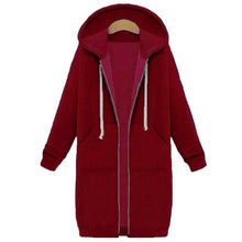 Load image into Gallery viewer, Long Hoodies Women Autumn Winter Oversized Hoodies Long Sleeve Sweatshirt Women Zipper Fashion Outerwear Pockets Sudadera Mujer

