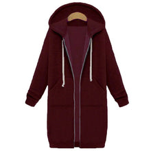 Load image into Gallery viewer, Long Hoodies Women Autumn Winter Oversized Hoodies Long Sleeve Sweatshirt Women Zipper Fashion Outerwear Pockets Sudadera Mujer
