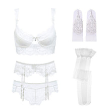Load image into Gallery viewer, Varsbaby sexy lace push up bra sets bra+panties+garter+stockings+necklace Christmas 5 Pcs/Lots
