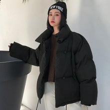 Load image into Gallery viewer, Korean Style 2020 Winter Jacket Women Stand Collar Solid Black White Female Down Coat Loose Oversized Womens Short Parka
