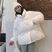 Load image into Gallery viewer, Korean Style 2020 Winter Jacket Women Stand Collar Solid Black White Female Down Coat Loose Oversized Womens Short Parka
