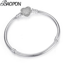 Load image into Gallery viewer, BAOPON High Quality Authentic Silver Color Snake Chain Fine Bracelet Fit European Charm Bracelet for Women DIY Jewelry Making

