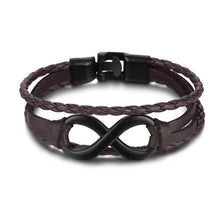 Load image into Gallery viewer, IFMIA Vintage Leather Bracelet Fashion Hand-knitted Multi-layer Leather Feather Leaf Bracelet and Fashion Men's Bracelet Gift

