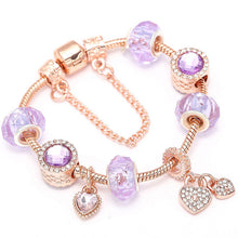 Load image into Gallery viewer, BAOPON New Heart &amp; Key Pendant Rose Gold Color Fine Bracelets &amp; Bangles Ferris Wheel Beads Charm Bracelet For Women Jewelry
