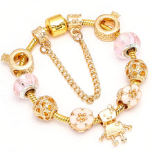 Load image into Gallery viewer, BAOPON New Heart &amp; Key Pendant Rose Gold Color Fine Bracelets &amp; Bangles Ferris Wheel Beads Charm Bracelet For Women Jewelry
