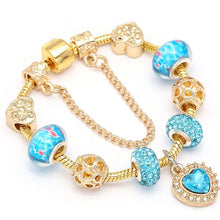Load image into Gallery viewer, BAOPON New Heart &amp; Key Pendant Rose Gold Color Fine Bracelets &amp; Bangles Ferris Wheel Beads Charm Bracelet For Women Jewelry
