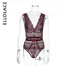 Load image into Gallery viewer, Ellolace Summer Lace Bodysuit Women Floral Embroidery Deep V Neck Sexy Bodysuit Dot Patchwork Jumpsuit Overalls 2020 Femlae Body
