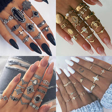 Load image into Gallery viewer, 9 Design Boho Vintage Gold Star Midi Moon Rings Set For Women Opal Crystal Midi Finger Ring 2020 Female Bohemian Jewelry Gifts
