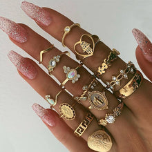 Load image into Gallery viewer, 9 Design Boho Vintage Gold Star Midi Moon Rings Set For Women Opal Crystal Midi Finger Ring 2020 Female Bohemian Jewelry Gifts

