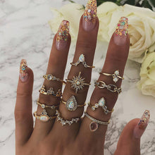 Load image into Gallery viewer, 9 Design Boho Vintage Gold Star Midi Moon Rings Set For Women Opal Crystal Midi Finger Ring 2020 Female Bohemian Jewelry Gifts

