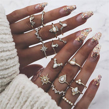 Load image into Gallery viewer, 9 Design Boho Vintage Gold Star Midi Moon Rings Set For Women Opal Crystal Midi Finger Ring 2020 Female Bohemian Jewelry Gifts
