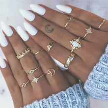 Load image into Gallery viewer, 9 Design Boho Vintage Gold Star Midi Moon Rings Set For Women Opal Crystal Midi Finger Ring 2020 Female Bohemian Jewelry Gifts
