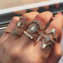 Load image into Gallery viewer, 9 Design Boho Vintage Gold Star Midi Moon Rings Set For Women Opal Crystal Midi Finger Ring 2020 Female Bohemian Jewelry Gifts
