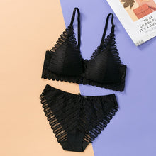 Load image into Gallery viewer, DERUILADY Sexy Backless Bra And Panty Set Lace Front Closure Seamless Push Up Underwear Briefs Women Wireless Lingerie Sets
