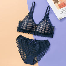 Load image into Gallery viewer, DERUILADY Sexy Backless Bra And Panty Set Lace Front Closure Seamless Push Up Underwear Briefs Women Wireless Lingerie Sets
