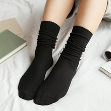 Load image into Gallery viewer, CHAOZHU  Japanese Korea High School Girls High Socks Loose Solid Colors Double Needles Knitting Cotton Long Socks Women
