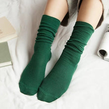 Load image into Gallery viewer, CHAOZHU  Japanese Korea High School Girls High Socks Loose Solid Colors Double Needles Knitting Cotton Long Socks Women
