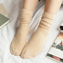 Load image into Gallery viewer, CHAOZHU  Japanese Korea High School Girls High Socks Loose Solid Colors Double Needles Knitting Cotton Long Socks Women
