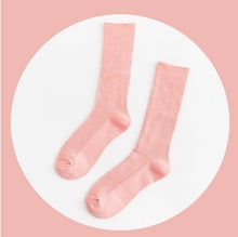 Load image into Gallery viewer, CHAOZHU  Japanese Korea High School Girls High Socks Loose Solid Colors Double Needles Knitting Cotton Long Socks Women

