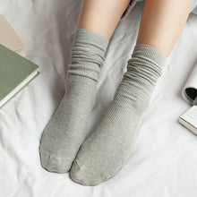 Load image into Gallery viewer, CHAOZHU  Japanese Korea High School Girls High Socks Loose Solid Colors Double Needles Knitting Cotton Long Socks Women
