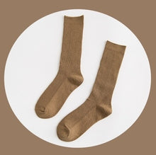 Load image into Gallery viewer, CHAOZHU  Japanese Korea High School Girls High Socks Loose Solid Colors Double Needles Knitting Cotton Long Socks Women
