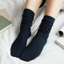 Load image into Gallery viewer, CHAOZHU  Japanese Korea High School Girls High Socks Loose Solid Colors Double Needles Knitting Cotton Long Socks Women
