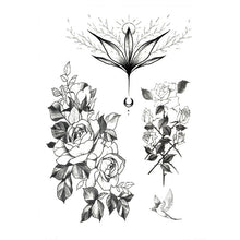 Load image into Gallery viewer, 1 PC Fashion Women Girl Temporary Tattoo Sticker Black Roses Design Full Flower Arm Body Art Big Large Fake Tattoo Sticker

