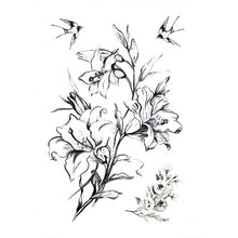 Load image into Gallery viewer, 1 PC Fashion Women Girl Temporary Tattoo Sticker Black Roses Design Full Flower Arm Body Art Big Large Fake Tattoo Sticker

