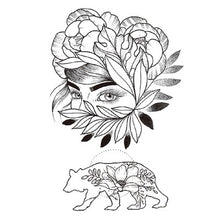 Load image into Gallery viewer, 1 PC Fashion Women Girl Temporary Tattoo Sticker Black Roses Design Full Flower Arm Body Art Big Large Fake Tattoo Sticker
