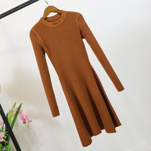 Load image into Gallery viewer, Women Long Sleeve Sweater Dress Women's Irregular Hem Casual Autumn Winter Dress Women O-neck A Line Short Mini Knitted Dresses
