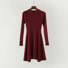 Load image into Gallery viewer, Women Long Sleeve Sweater Dress Women's Irregular Hem Casual Autumn Winter Dress Women O-neck A Line Short Mini Knitted Dresses
