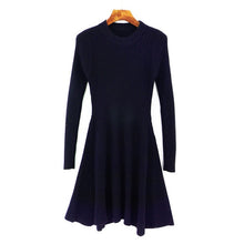 Load image into Gallery viewer, Women Long Sleeve Sweater Dress Women's Irregular Hem Casual Autumn Winter Dress Women O-neck A Line Short Mini Knitted Dresses
