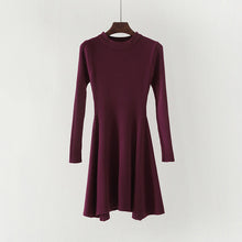 Load image into Gallery viewer, Women Long Sleeve Sweater Dress Women's Irregular Hem Casual Autumn Winter Dress Women O-neck A Line Short Mini Knitted Dresses
