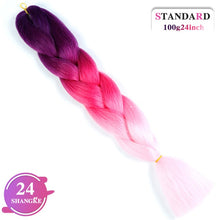 Load image into Gallery viewer, SHANGKE Pink Purple Blue Blonde Color Synthetic Jumbo Braids Ombre Braiding Hair Extension White Women
