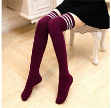 Load image into Gallery viewer, Sexy Socks Striped Long Socks Women Long Stockings Warm Thigh High Socks For Ladies Girls New Fashion Striped Knee Socks Women
