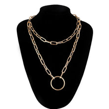 Load image into Gallery viewer, Double layer Lock Chain necklace punk 90s link chain silver color padlock pendant necklace women fashion gothic  jewelry
