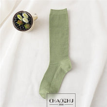 Load image into Gallery viewer, CHAOZHU  Japanese Korea High School Girls High Socks Loose Solid Colors Double Needles Knitting Cotton Long Socks Women
