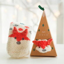 Load image into Gallery viewer, Cute Animal Design Deer Christmas socks Gift 3D Fluffy Coral Velvet Thick Warm Winter Sock For Women new Year gift Sox with Box
