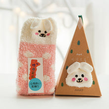 Load image into Gallery viewer, Cute Animal Design Deer Christmas socks Gift 3D Fluffy Coral Velvet Thick Warm Winter Sock For Women new Year gift Sox with Box
