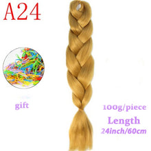 Load image into Gallery viewer, MERISIHAIR 24 inch Jumbo Braids Long Ombre Jumbo Synthetic Braiding Hair Crochet Blonde Pink Blue Grey Hair Extensions African
