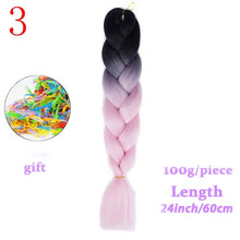 Load image into Gallery viewer, MERISIHAIR 24 inch Jumbo Braids Long Ombre Jumbo Synthetic Braiding Hair Crochet Blonde Pink Blue Grey Hair Extensions African
